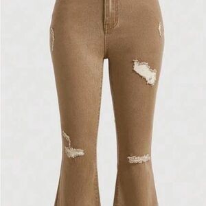 Ripped Flare Leg Jeans